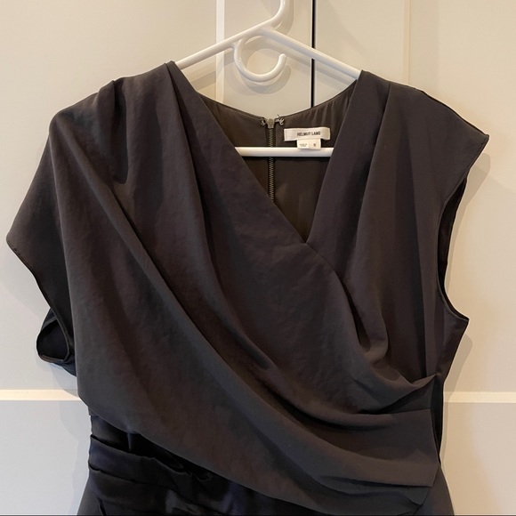 Helmut Lang Charcoal Silk Draped Dress - Picture 3 of 6